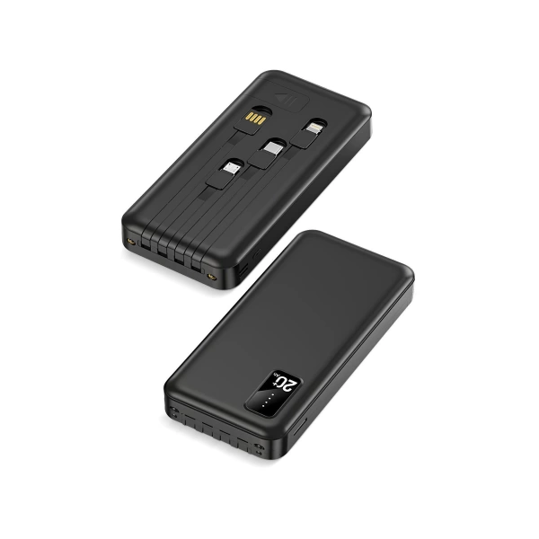 Powerway TX209 Siyah 20.000 mAh Dijital Göstergeli Ekstra Kablolu Dahili Stand Powerbank
