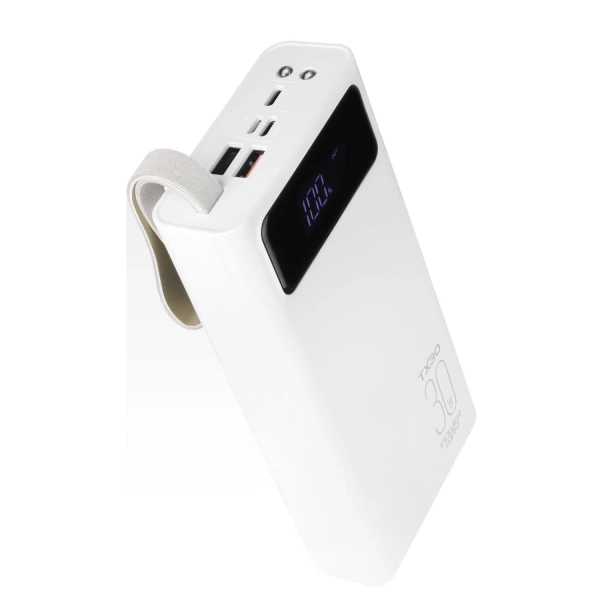 Powerway TX30 Beyaz 30.000 mAh Led Işıklı Dijital Göstergeli 30.000 mAh Powerbank