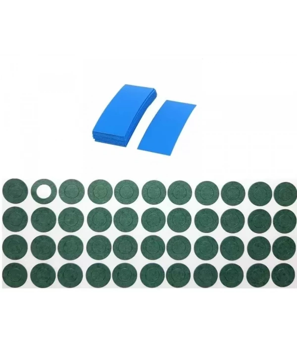 18650 Pil Shrink Yenileme Seti ( 50 ad. Mavi Shrink ve Arpa Kağıt)