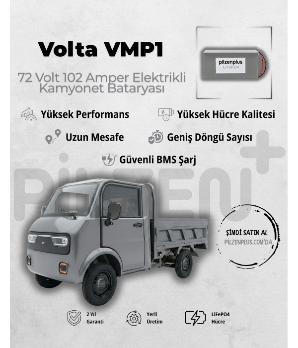 Volta VMP1 Uyumlu 72 Volt 102 Amper LiFePO4 Elektrikli Kamyonet Bataryası