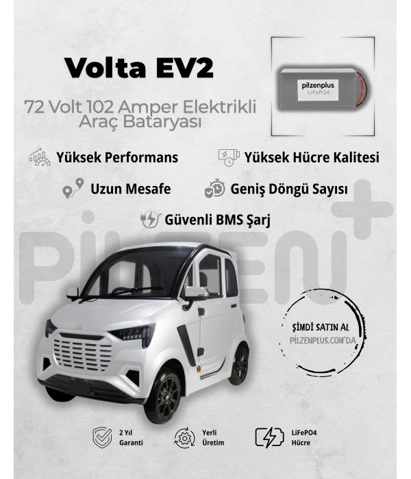 Volta EV2 Uyumlu 72V 102Ah LiFePO4 Elektrikli Araç Bataryası