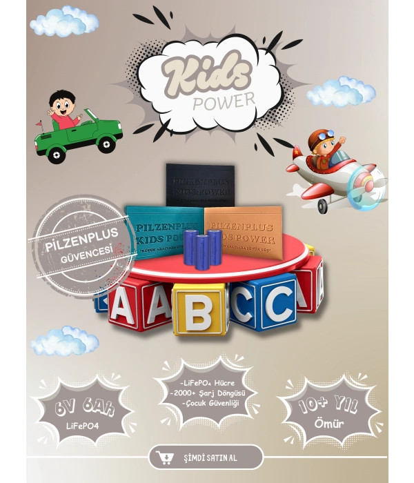 Pilzenplus Kids Power 6V 6Ah LiFePO₄ Batarya