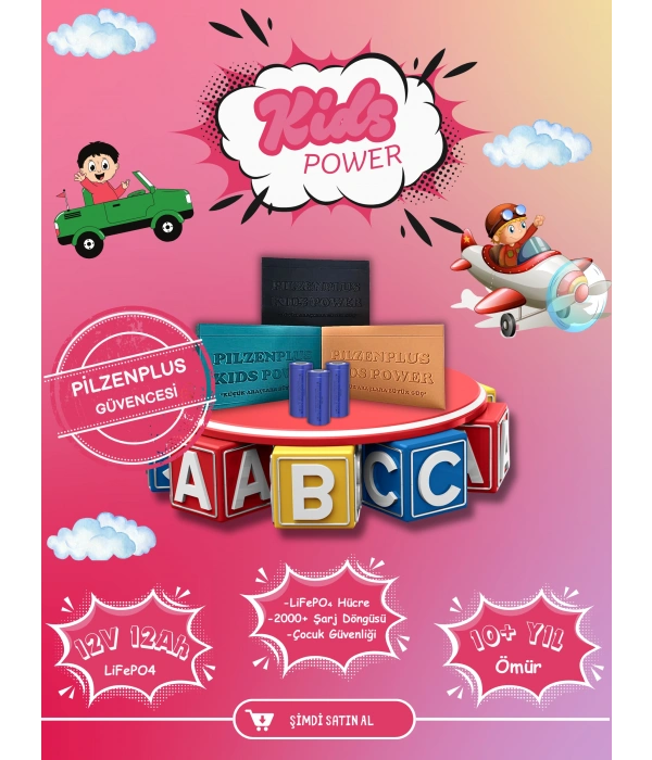 Pilzenplus Kids Power 12V 12Ah LiFePO₄ Batarya