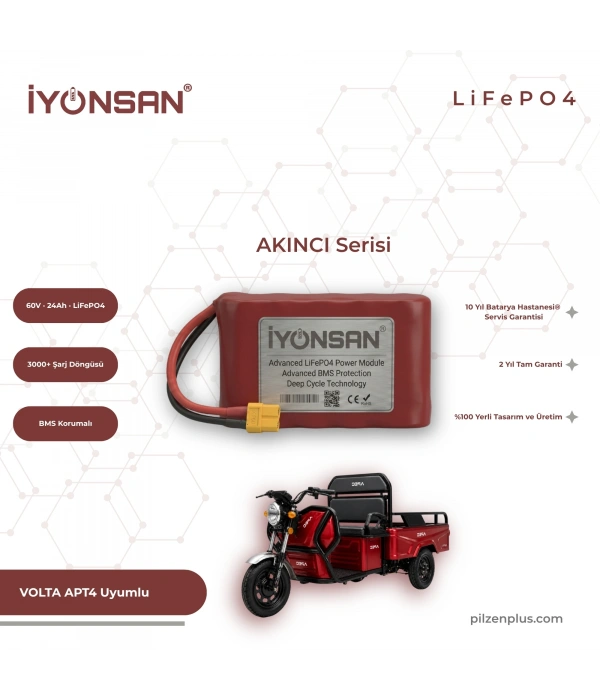 İYONSAN AKINCI VOLTA APT4 Uyumlu 60V 24Ah LiFePO4 Batarya | IYN-AKN-6024-APT4
