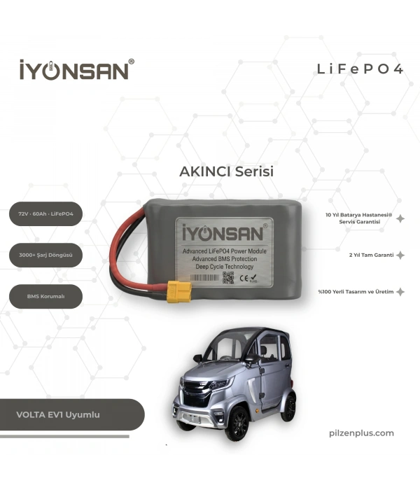 İYONSAN AKINCI VOLTA EV1 Uyumlu 72V 60Ah LiFePO4 Batarya | IYN-AKN-7260-EV1