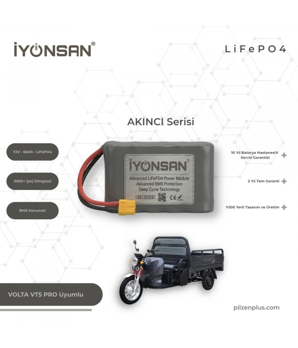 İYONSAN AKINCI VOLTA VT5 PRO Uyumlu 72V 60Ah LiFePO4 Batarya | IYN-AKN-7260-VT5PRO
