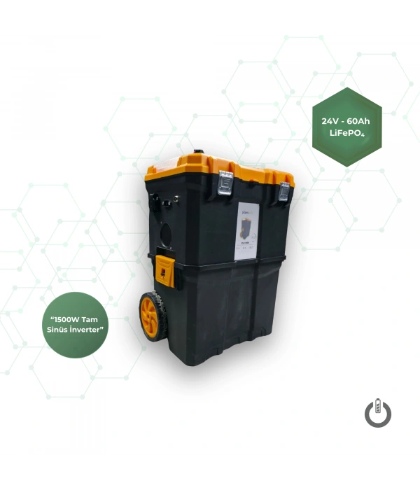İYONSAN IYN-HZR-2460-P 1500W Tam Sinüs İnverterli Taşınabilir Acil Durum İstasyonu (Tekerlekli)