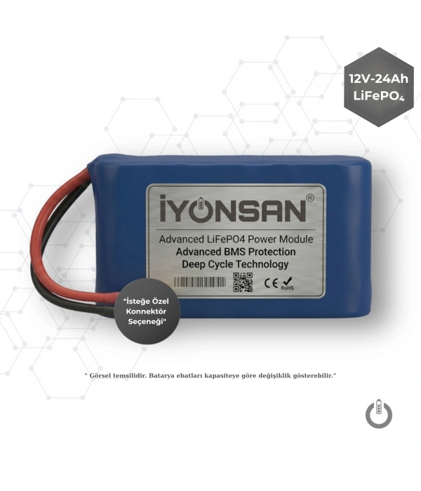 İYONSAN IYN-STD-1224-S 12V 24Ah LiFePO4 (LFP) Standart Batarya Paketi