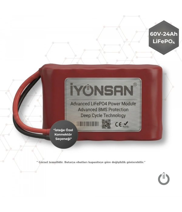 İYONSAN IYN-STD-6024-S 60V 24Ah LiFePO4 (LFP) Standart Batarya Paketi