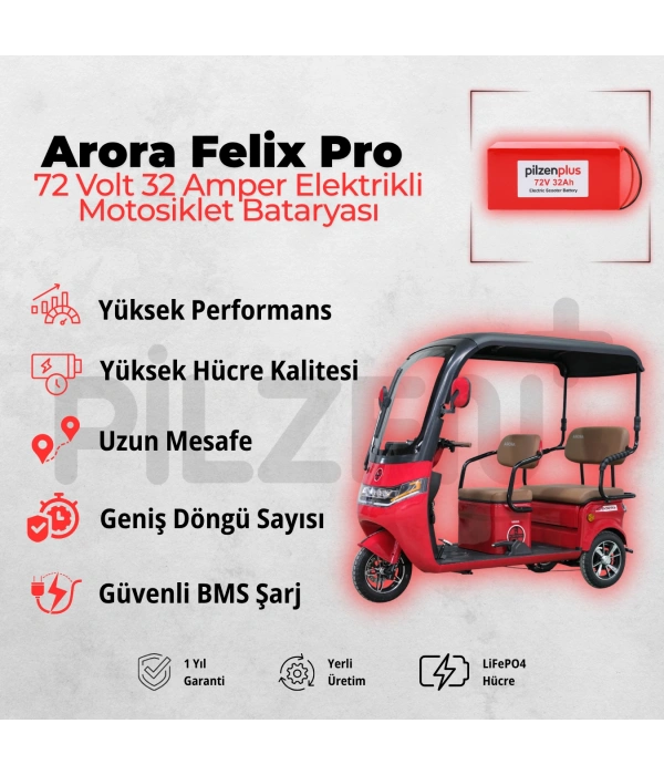 Pilzenplus Arora Felix Pro 72V 32Ah LiFePO₄ Elektrikli Motosiklet Bataryası