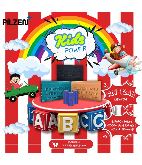 Pilzenplus Kids Power 12V 12Ah LiFePO₄ Batarya