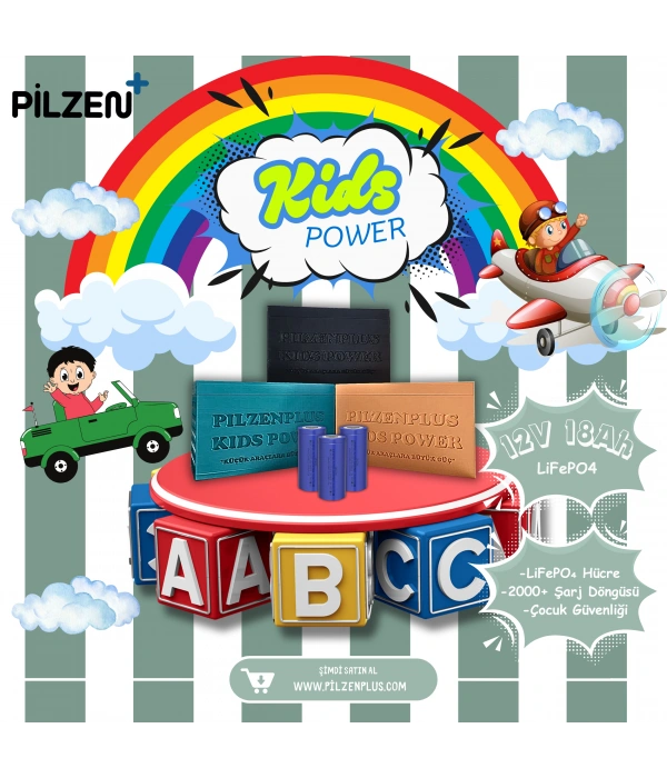 Pilzenplus Kids Power 12V 18Ah LiFePO₄ Batarya