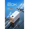 Powerway TRAFO120 Beyaz 120.000 mAh PD 22.5W Dahili Kablolu Hızlı Şarj Işıklı Powerbank