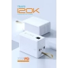 Powerway TRAFO120 Beyaz 120.000 mAh PD 22.5W Dahili Kablolu Hızlı Şarj Işıklı Powerbank