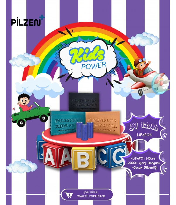 Pilzenplus Kids Power 6V 12Ah LiFePO₄ Batarya
