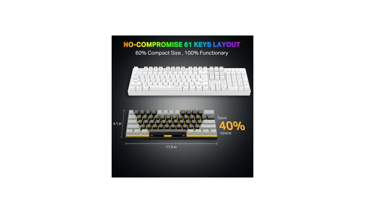 Z-11 Mini Blue Switch İngilizce 60% Mekanik Gaming Oyuncu Klavyesi (SİYAH, GRİ, TURUNCU TUŞLAR) Ingilizce