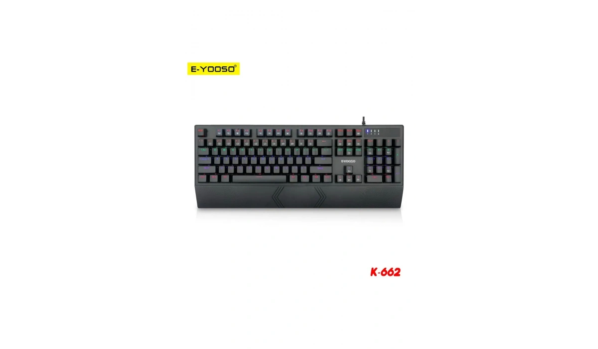 K-662 Huano Blue Switch Rainbow Işıklı İngilizce Mekanik Oyuncu Klavyesi
