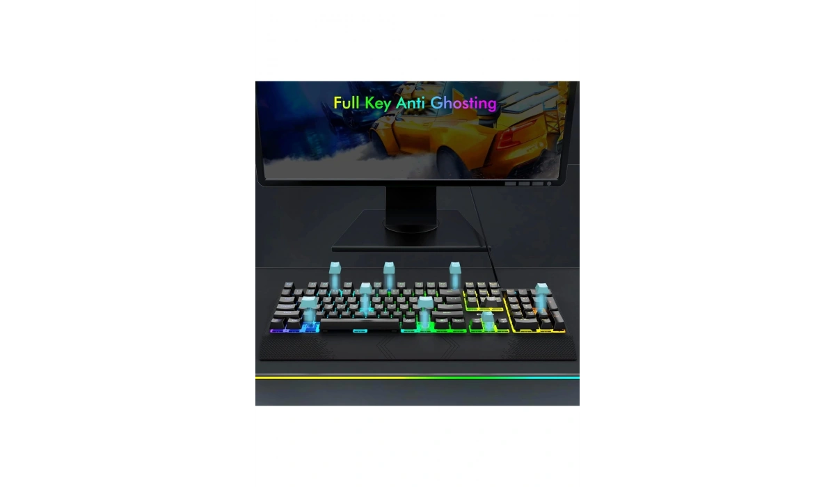 K-662 Huano Blue Switch Rainbow Işıklı İngilizce Mekanik Oyuncu Klavyesi