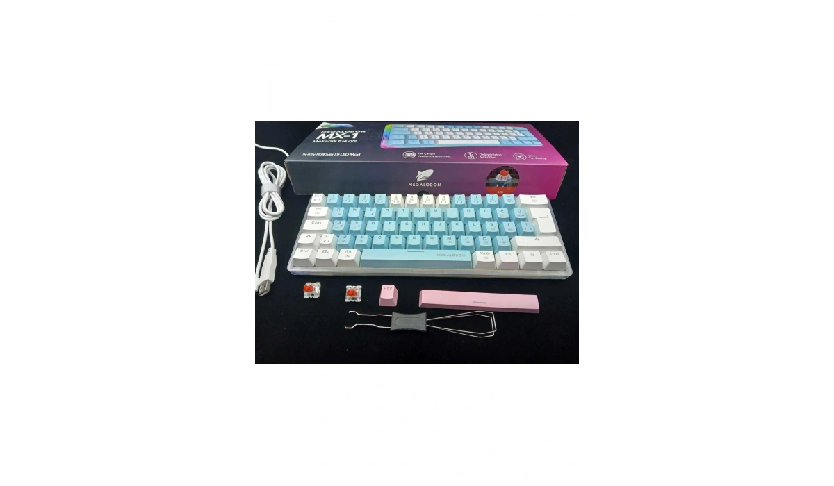 MX-1 Mekanik Klavye RGB Red Switch Türkçe Oyuncu Klavyesi Beyaz Mini Klavye Kablolu