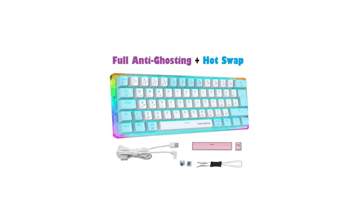 Rgb Oyuncu Klavyesi MX-1 Mekanik Gaming Blue Switch Klavye Türkçe Q Beyaz Mini Klavye