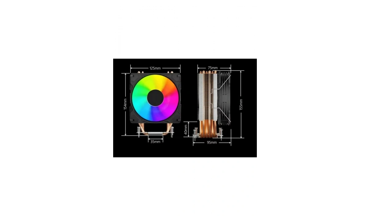 TW120 6 Bakır Borulu ARGB Kule Tipi İşlemci Soğutucu Cpu Fanı Sadece İntel İşlemciler İçin