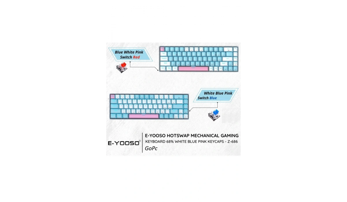 Beyaz Mini Mekanik Klavye Z-686 Huano Blue Switch Işıklı
