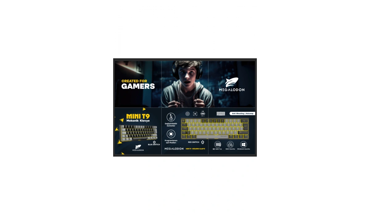 Mini T9 Mekanik Oyuncu Klavyesi Blue Switch Türkçe Mekanik Oyun Klavyesi Küçük Gamer Klavye