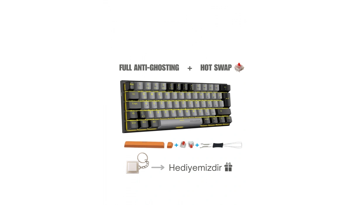 Mini T9 Türkçe Q Mekanik Klavye Red Switch Gamer Oyuncu Klavyesi
