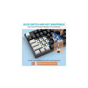Z87 Mekanik Klavye Blue Switch Tuşlar Siyah, Gri Ve Turuncu 9 Farklı Işık Modu Hot Swap