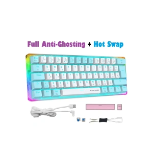 Rgb Oyuncu Klavyesi MX-1 Mekanik Gaming Blue Switch Klavye Türkçe Q Beyaz Mini Klavye