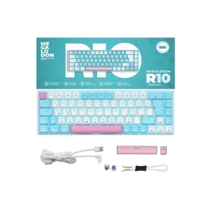 R10 Mekanik Klavye Full Anti-Ghosting Hot Swap Blue Switch Oyuncu Klavyesi (Türkçe) Buz Mavisi Işık