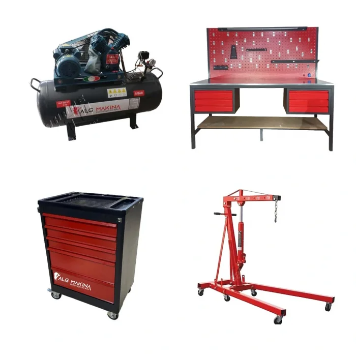 4 TON TAM OTOMATİK LİFT+200 LİTRE KOMPRESÖR+TEZGAH VE 120 PARÇA EKİPMAN