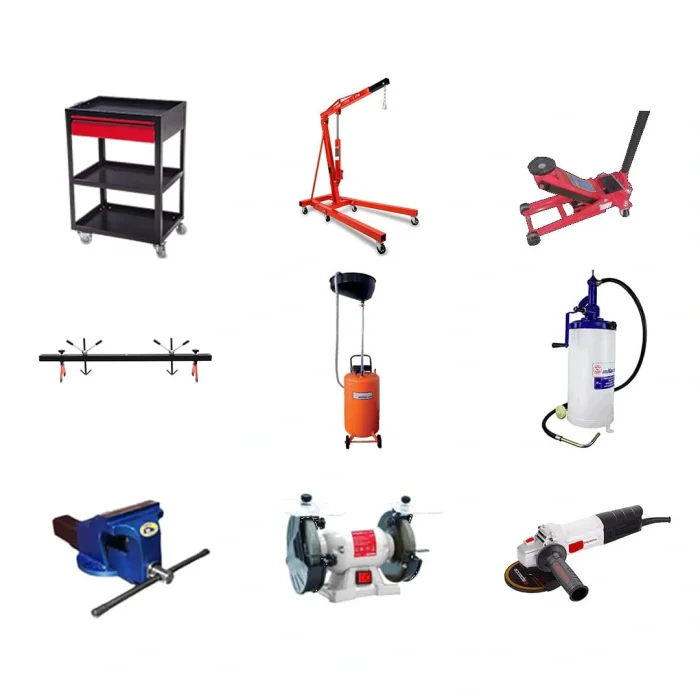 4 Ton Yarı Otomatik Lift 2 Metre Takım Tezgahı 200 Litre Hava Kompresörü ve 60 Parça Garaj Ekipmanı