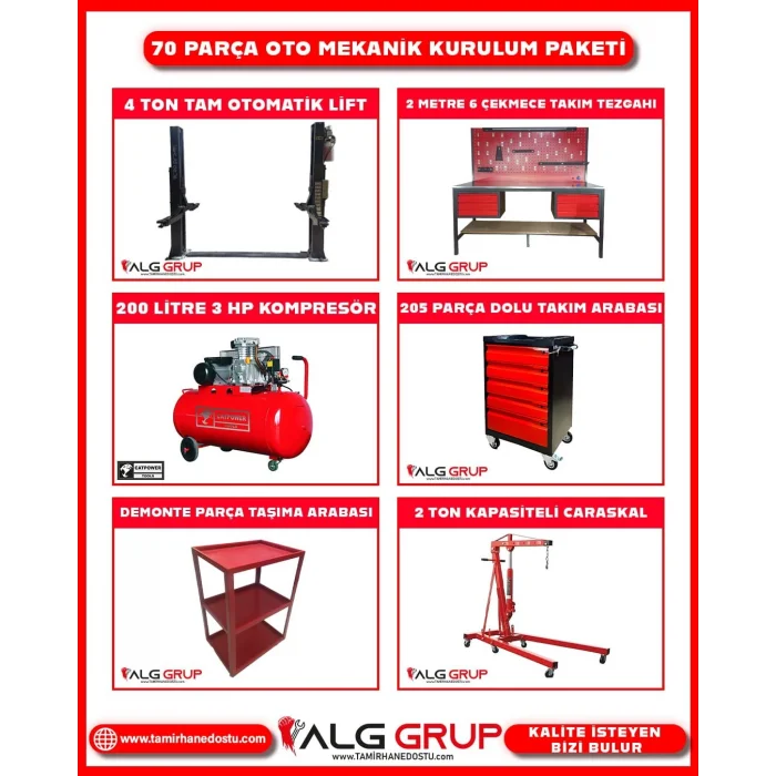 70 parça oto mekanik kurulum paketi