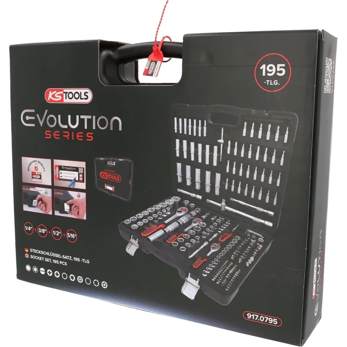 KS TOOLS 1/4 + 3/8 + 1/2LOKMA ANAHTAR SETİ 195 PARÇA