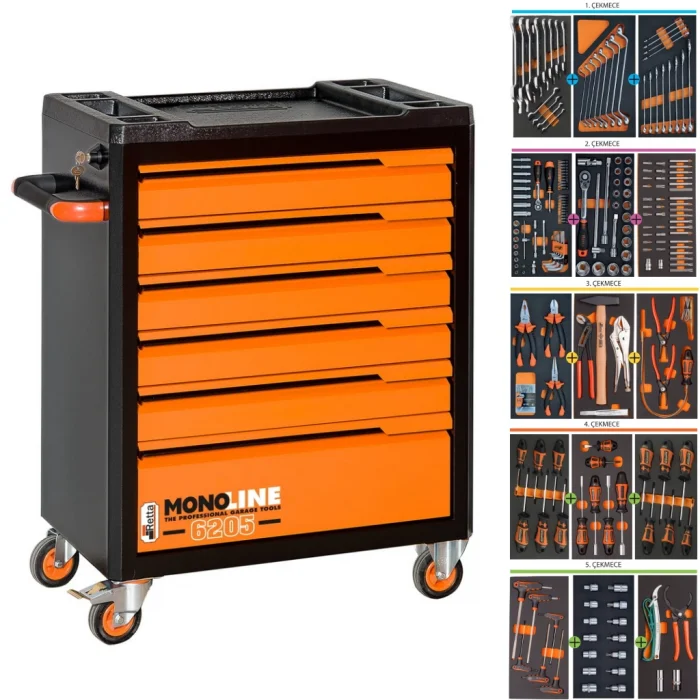 MONOLINE 6 Çekmeceli 245 Parça Takım Arabası - RTA6205