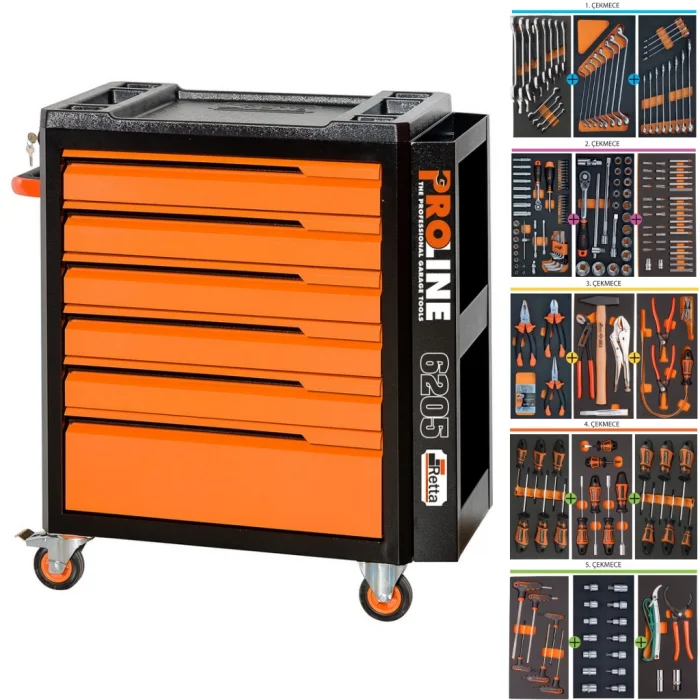 PROLINE 6 Çekmeceli 245 Parça Takım Arabası - RTY6205