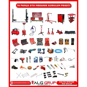 70 Parça Oto Mekanik Kurulum Paketi – Yarı Otomatik Lift Uyumlu Profesyonel Set