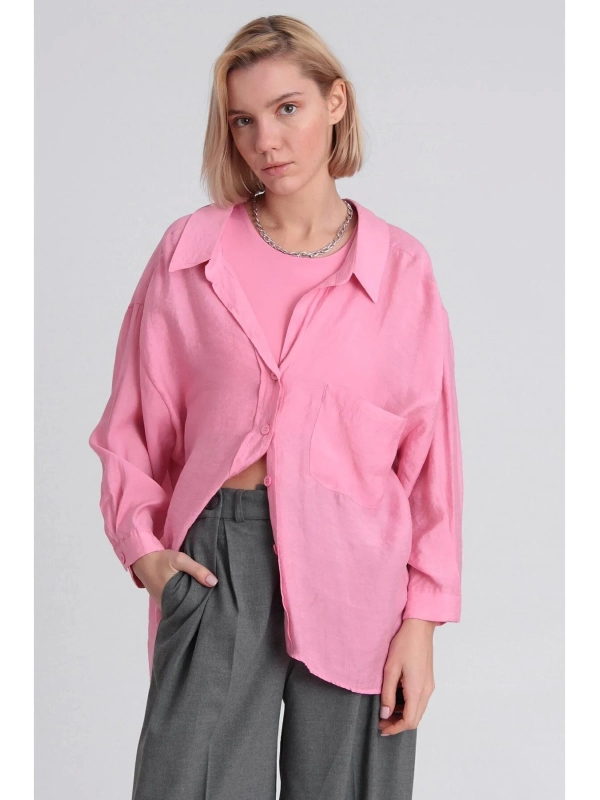 Tensel Kumaş Oversize Gömlek