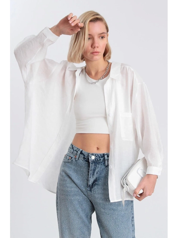 Tensel Kumaş Oversize Gömlek