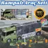 Rampalı Askeri Tır Seti - Askeri Taşıyıcı Tır - Kaydıraklı Kamyon - Araç Yol Seti - Tır Yol Seti - Oyuncak Araç Seti