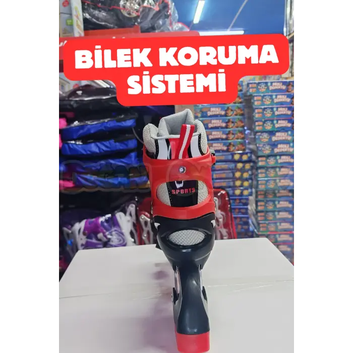 Slikon Tekerli Kırmızı Paten 35-38 Numara - Silikon Tekerli Paten Alıştırma Pateni - Silikon Tekerlekli