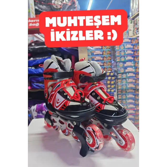 Slikon Tekerli Kırmızı Paten 35-38 Numara - Silikon Tekerli Paten Alıştırma Pateni - Silikon Tekerlekli