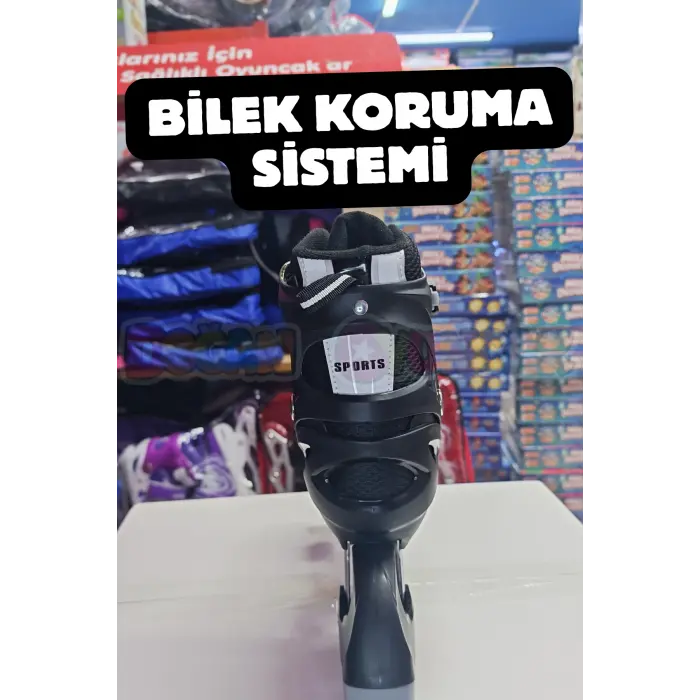 Slikon Tekerli Siyah Paten 31-34 Numara - Silikon Tekerli Paten Alıştırma Pateni - Silikon Tekerlekli