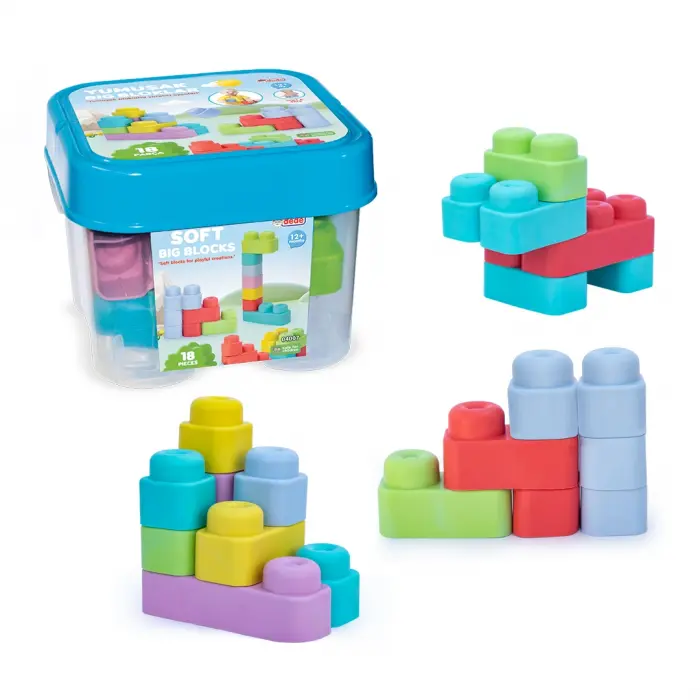 Yumuşak Soft Lego Seti 18 Parça - Büyük Yumuşak Bloklar - Büyük Soft Lego Oyuncakları - Yumuşak Lego - Soft Lego