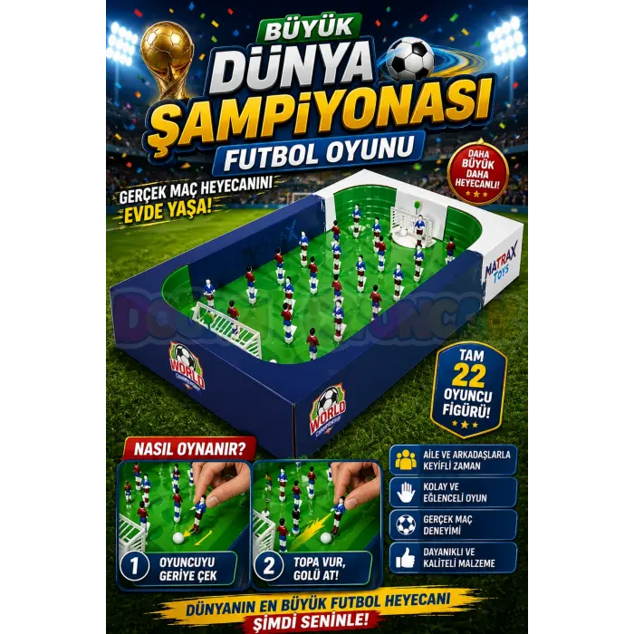 Büyük Dünya Şampiyonası Futbol Oyunu - Futbol Maçı Oyuncak - Futbol Oyuncakları - Top Oyuncak Langırt Setleri - Langırt Oyuncakları - Masa Oyunu