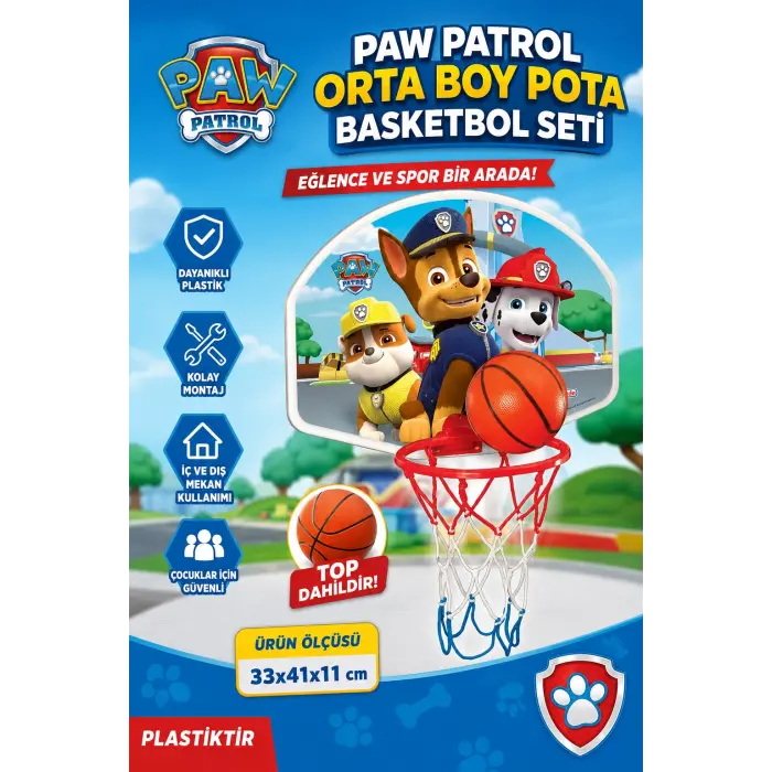 Paw Patrol Orta Boy Pota Basketbol Seti - Spor Oyuncakları - Basket Seti