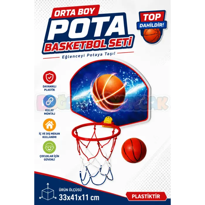 Orta Boy Pota Basketbol Seti - Spor Oyuncakları - Basketbol Oyuncakları - Basket Seti