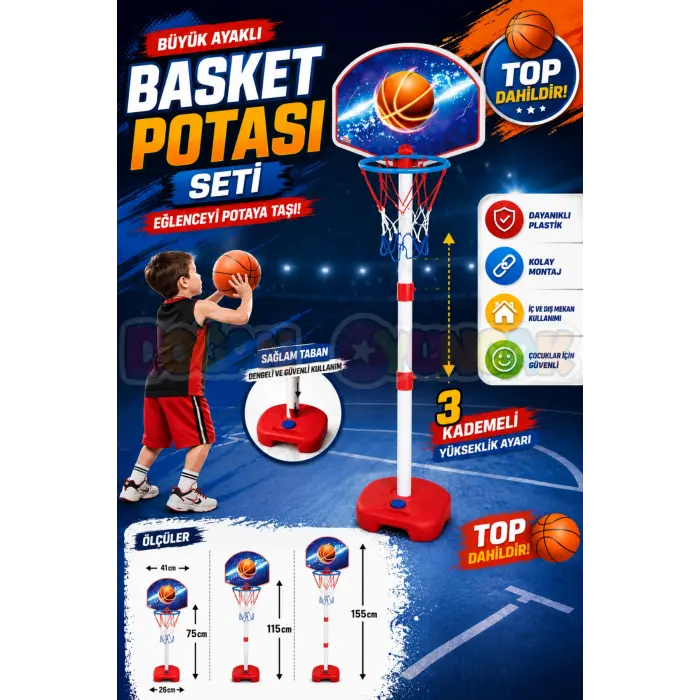 Büyük Ayaklı Basketbol Seti - Spor Oyuncakları - Basketbol Oyuncakları - Basket Seti