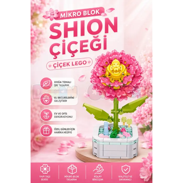 Mikro Blok Shion Çiçeği Çiçek Lego - Lego Setleri Mini Lego - Çiçek Lego - Blossom Çiçek Lego